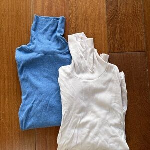 Everlane Women's Turtleneck Sweaters - Blue and Cream